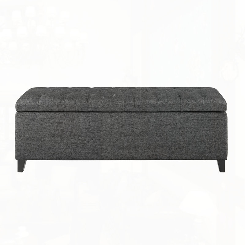 Banc de rangement capitonné à fermeture douce, Gris anthracite