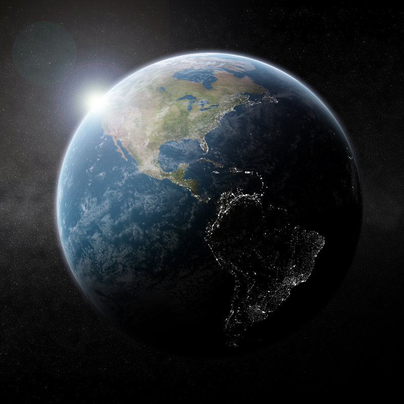 Earth by Night - Photographie sur toile tendue, H 36 po x l 36 po