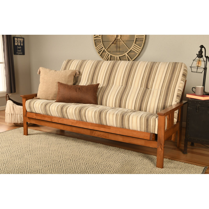 Johnte Full-Size Futon Frame and Full-Size Innerspring Mattress, À ressorts, Gris parma, Barbade