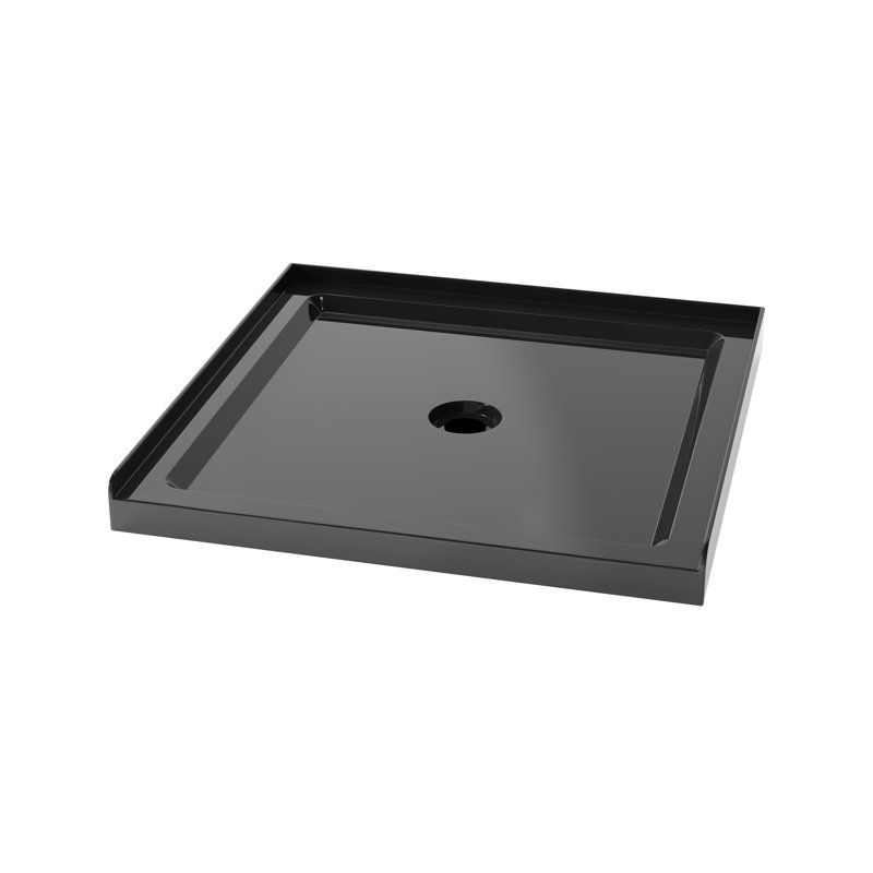Base de douche carrée 36 po x l 36 po sans drain central en acrylique blanc sans seuil