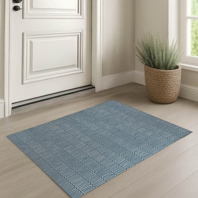 Block Maze Slate Blue Indoor Doormat
