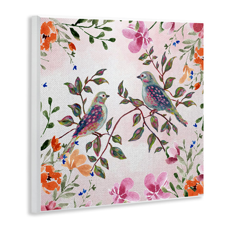 Plaque murale Deux oiseaux avec des fleurs, design par Adonna Ebrahimi