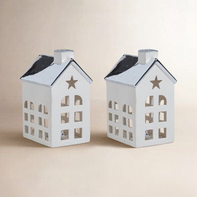 2-Piece Lighted Porcelain Village House Set