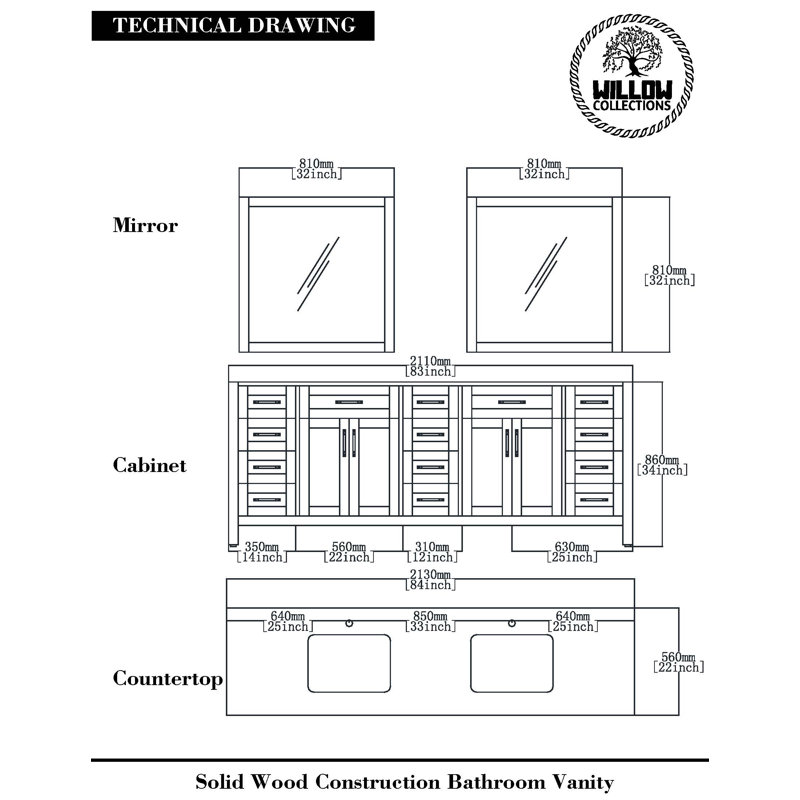 84'' Double Bathroom Vanity with Quartz Top, Black, Calacatta Laza