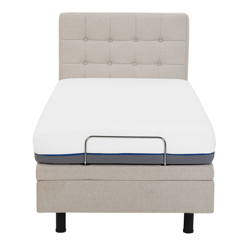 Robards European Single (90 x 200cm) Upholstered Adjustable Bed, Beige