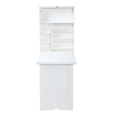 Bureau d'écriture convertible mural moderne en bois compact pour bureau à domicile avec rangement