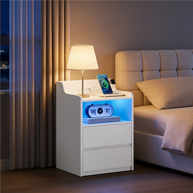40cm W Manufactured Wood Bedside Table, Individual