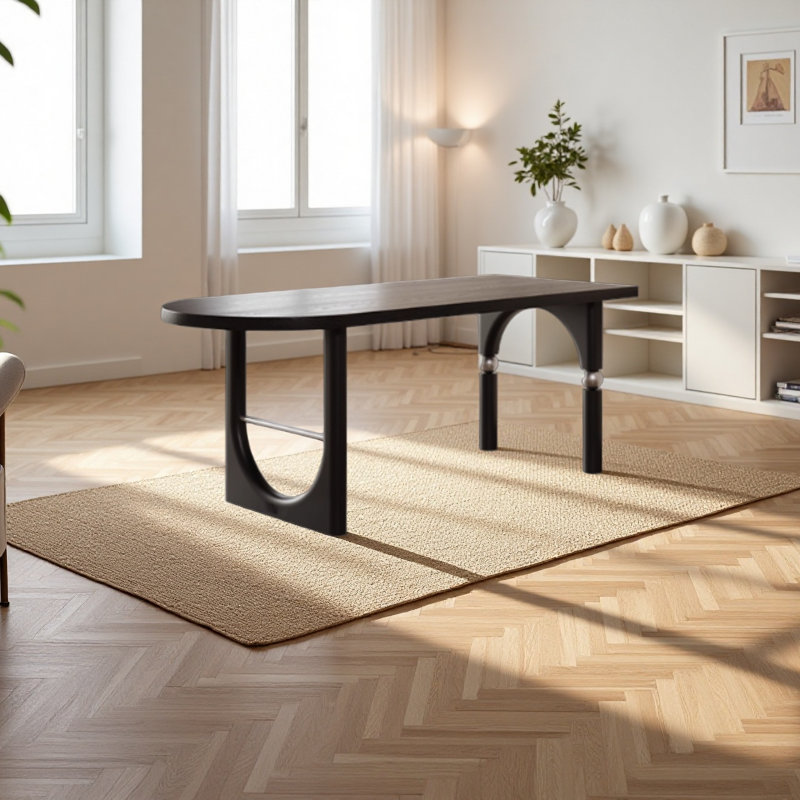 Solid wood small-sized semi-circular desk