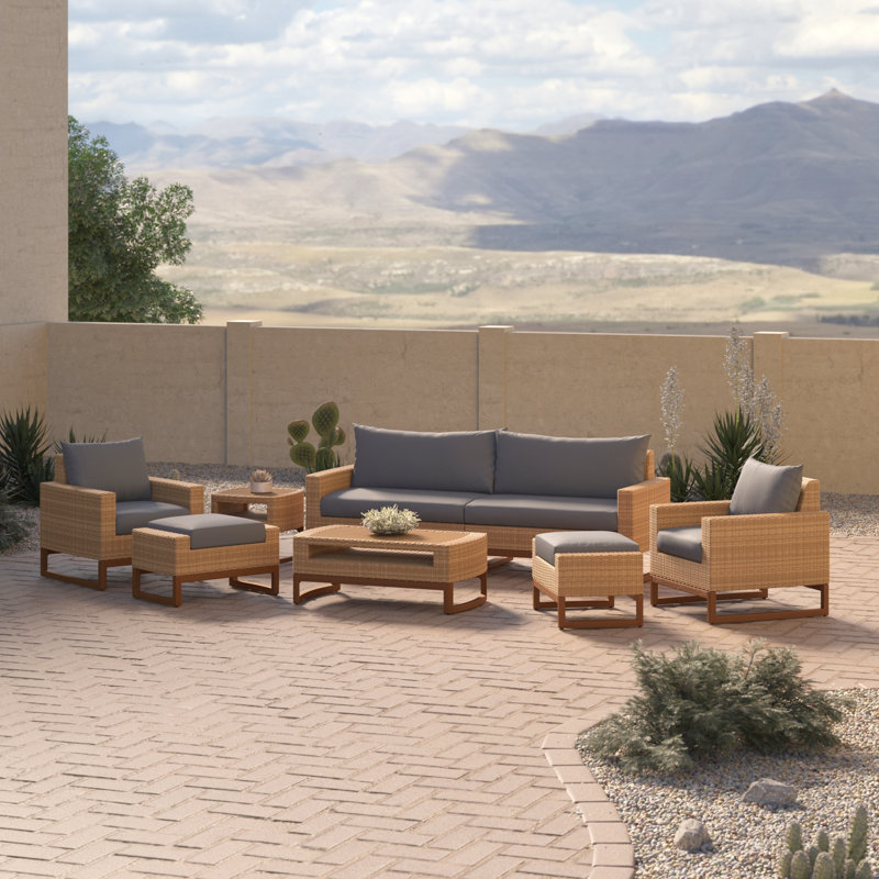 Tullio 5 - Person Patio Conversation Set with Sunbrella® Cushions, Charcoal Grey Sunbrella®