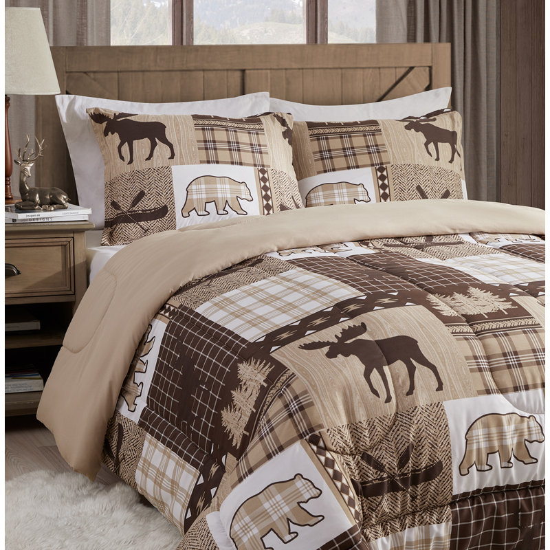 Ensemble d'édredon en microfibre brun DESIGN STU DVD Canyon Trail, Édredon pour lit simple + 1 taie décorative stan