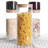 Stackable Kitchen Canisters Set, Pack Of 5 Clear Glass Food Storage Jars Containers With Airtight Bamboo Lid For Candy, Cookie, Rice, Sugar, Flour, Pasta, Nuts