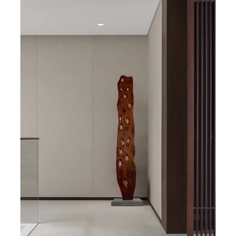 Sculpture de plancher Mid-Century moderne en bois massif rétro