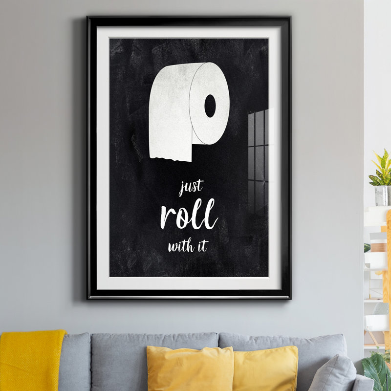 Rouleau - Reproduction d'art textuel sur papier encadré, H 18,5 po x l 24,5 po x P 1,5 po, Papier noir