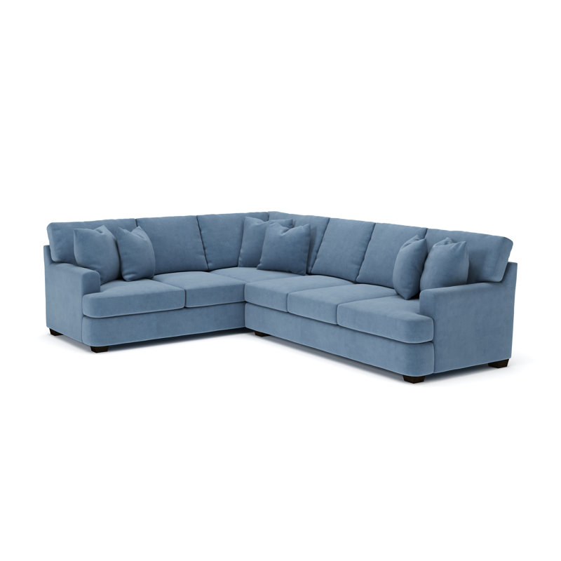Canapé modulaire de coin large de 125 po Emilio, Accoudoir à gauche (vu de face), Velours performance océan Bella