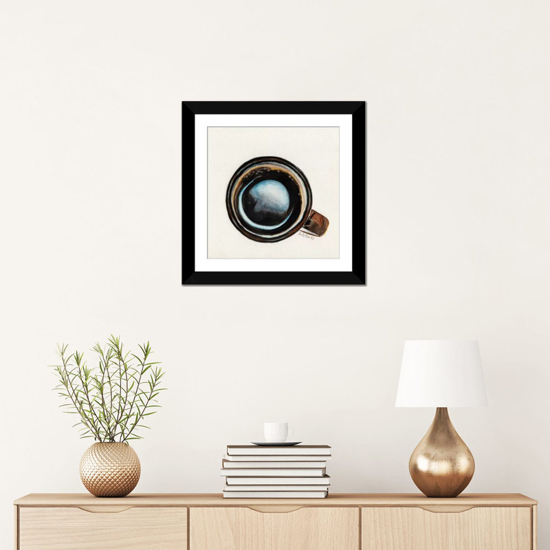 « brown coffee cup » par jennifer redstreake, impression sur toile tendue, H 16 po x l 16 po x P 1 po, Papier avec cadre noir
