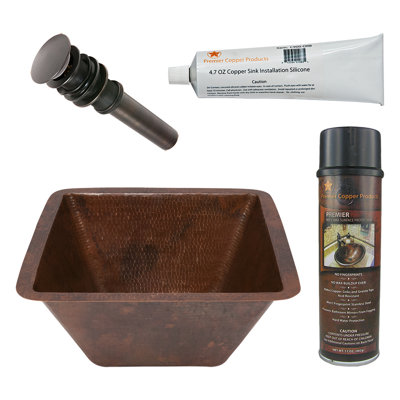 Premier Copper Products BSP5_LSQ15DB-P Bathroom Sink And Drain Package