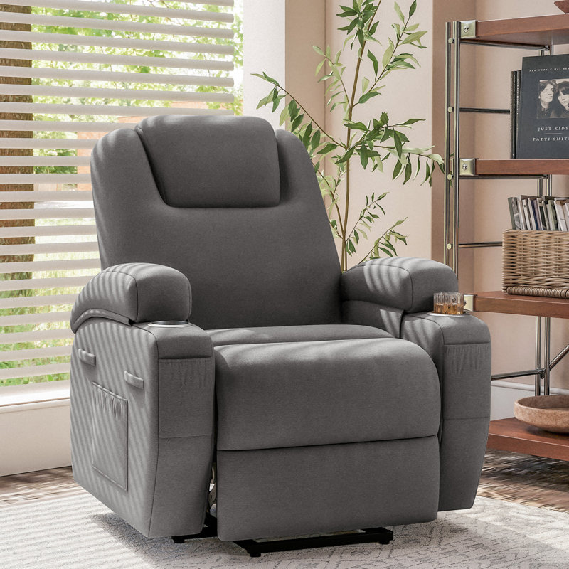 Fauteuil inclinable électrique avec massage Power Lift, Tissu gris