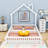 Full Wood House Platform Bed with Guardrails-658005350