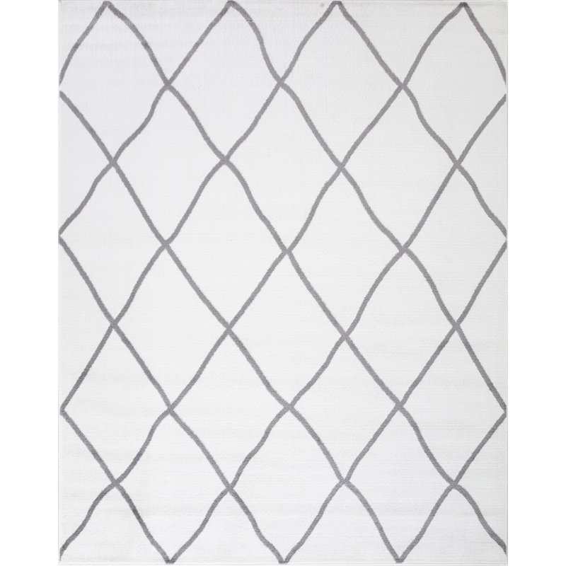 Merrie Diamond Ivory Area Rug, Rectangle 7'10" x 9'10"