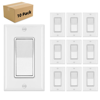 Interrupteur de lumière unipolaire 15 ampères, paquet de 10
