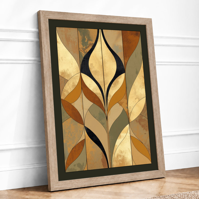 Geometric Symmetry Art Deco - Framed Print, A4 - 29.7 x 21.0 cm, Oak