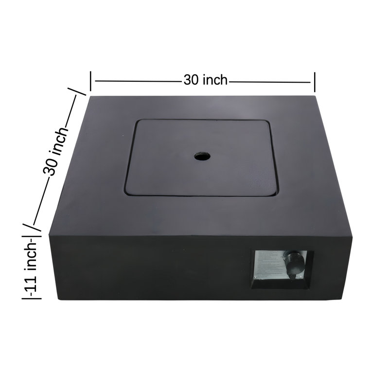 Rashid Square Concrete Propane Smokeless Fire Pit Table with Lid, Charcoal