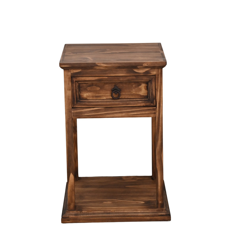 Willow Creek Transitional Nightstand with Drawer Storage in Medio Finish, Brown