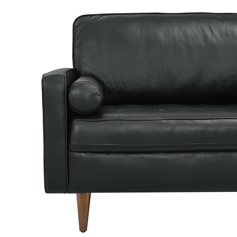 Canapé en cuir Valor, Cuir véritable noir