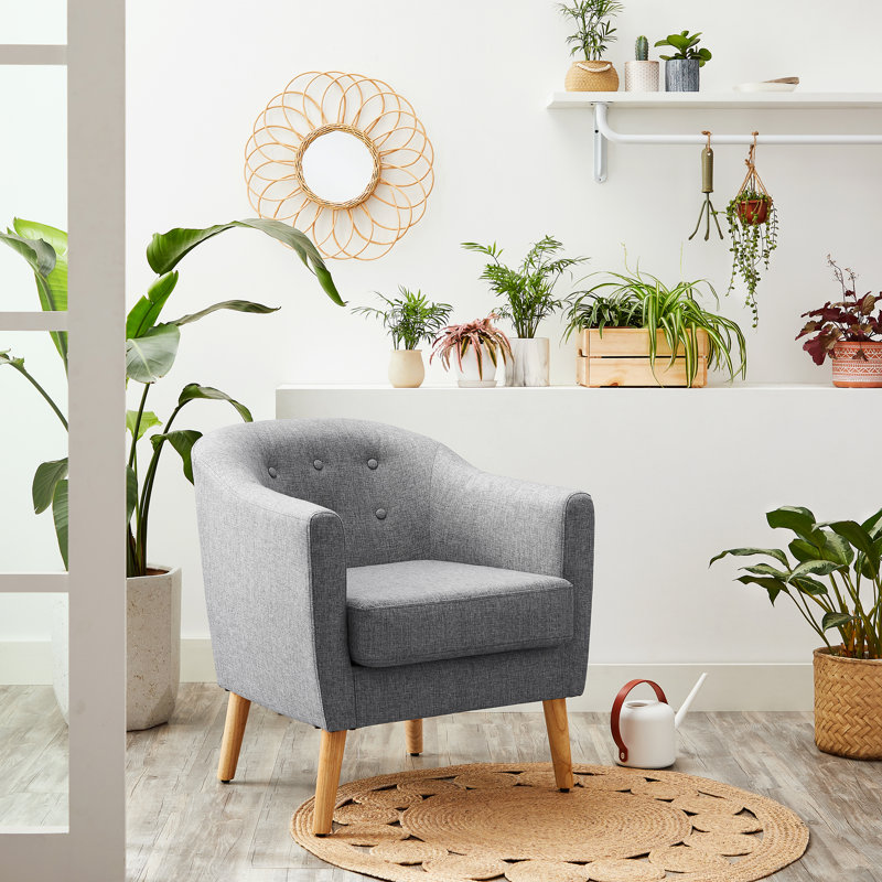 Fauteuil capitonné large de 27,2 po Dreer, Mélange de coton gris