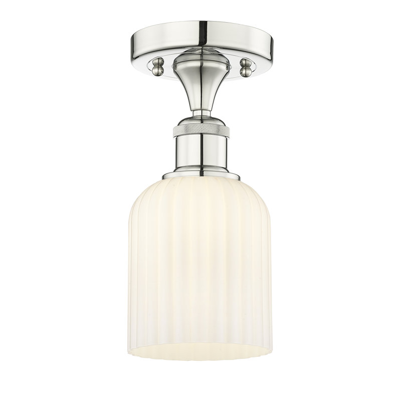 Edison - Adriena - 1 Light 5" Semi-Flush Mount, Polished Nickel, White