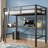 Twin Size Metal Loft Bed Frame with L-Shaped Desk &amp; Charging Station - 400lbs Capacity, No Box Spring, Black