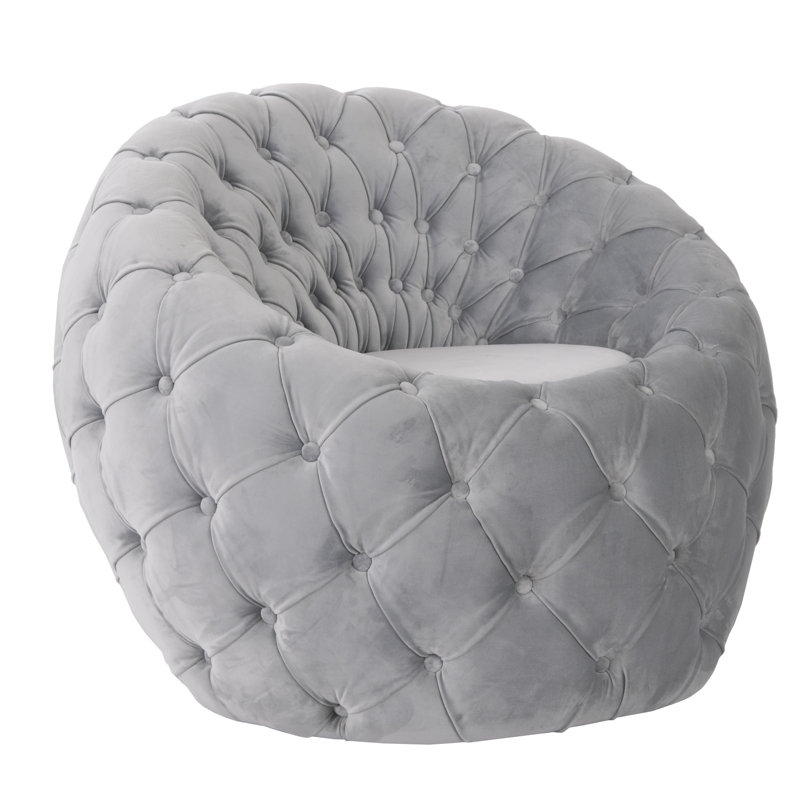 Seating 35" Wide Tufted Barrel Chair, Cool Gray Velvet