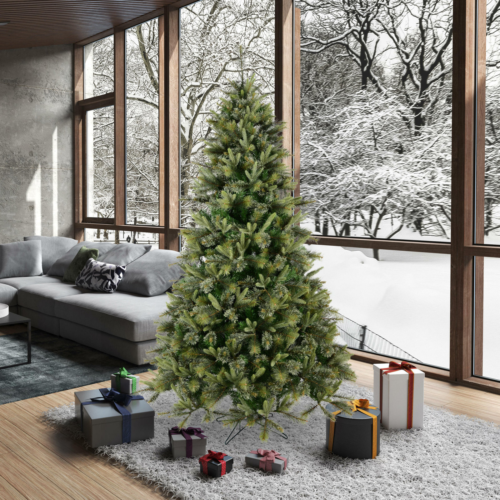 Cashmere Pine Potted 15' Pre-Lit Pine Tree, Unlit, 7.5'