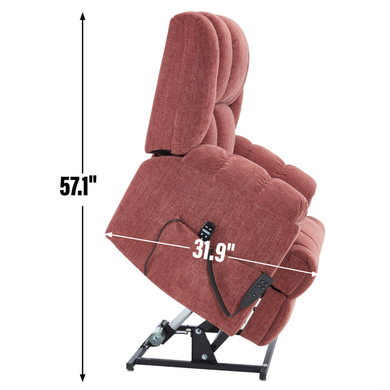Fauteuil inclinable électrique à double massage à position infinie jusqu'à 350 LBS, Rouge