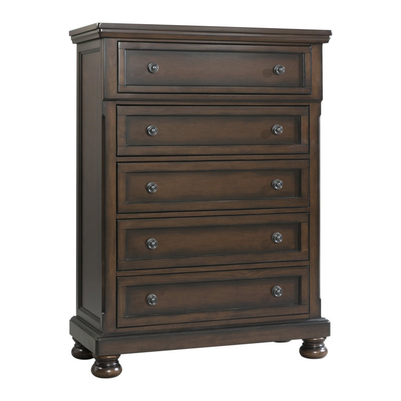 Commode 5 tiroirs Cordle, Brun