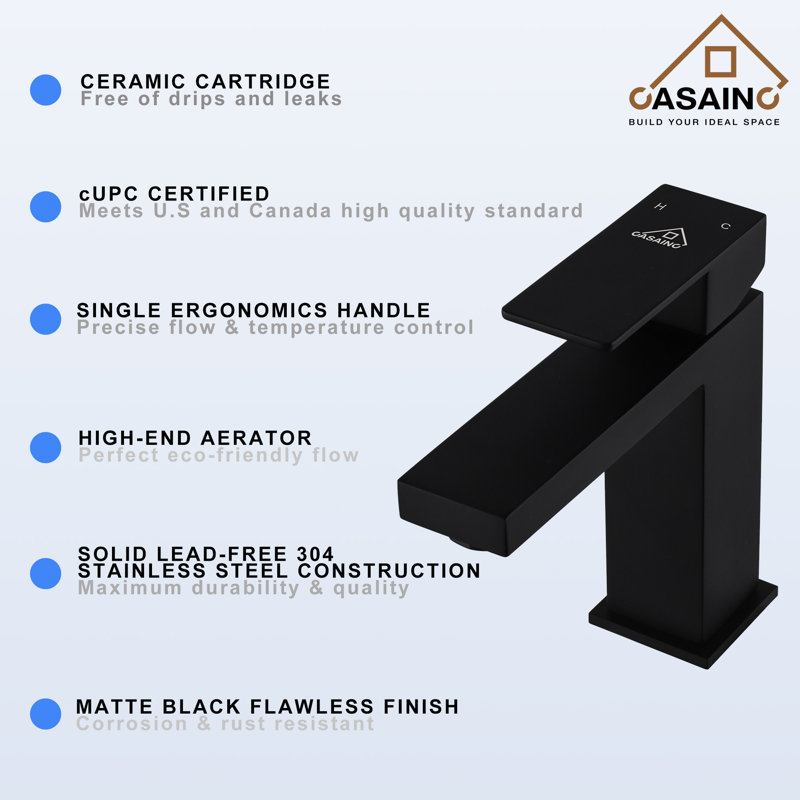 Matte Black Stainless Steel Single Handle Bathroom Faucet
