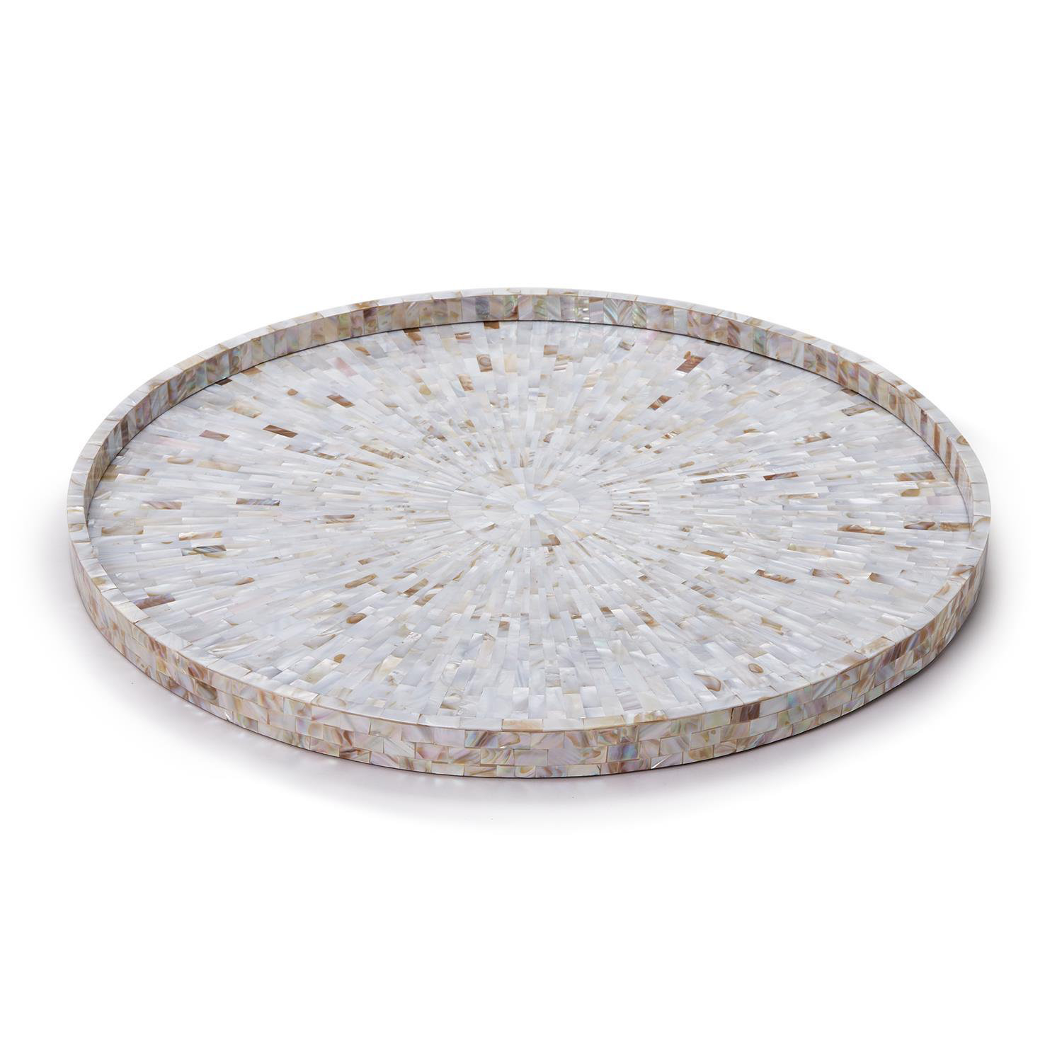 Jaipur Palace MOP Tray, Gray, Geometric, Manufactured Wood/Resin/Shell/Capiz