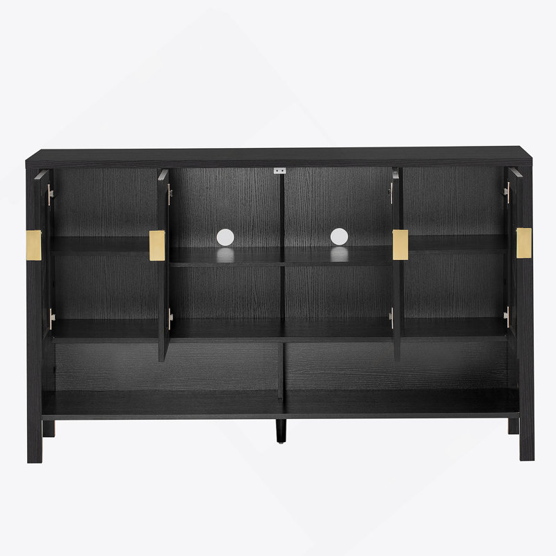 Buffet de rangement avec 4 portes, buffet avec tablettes réglables, armoire d'appoint pour le salon, la salle à manger, le bureau
