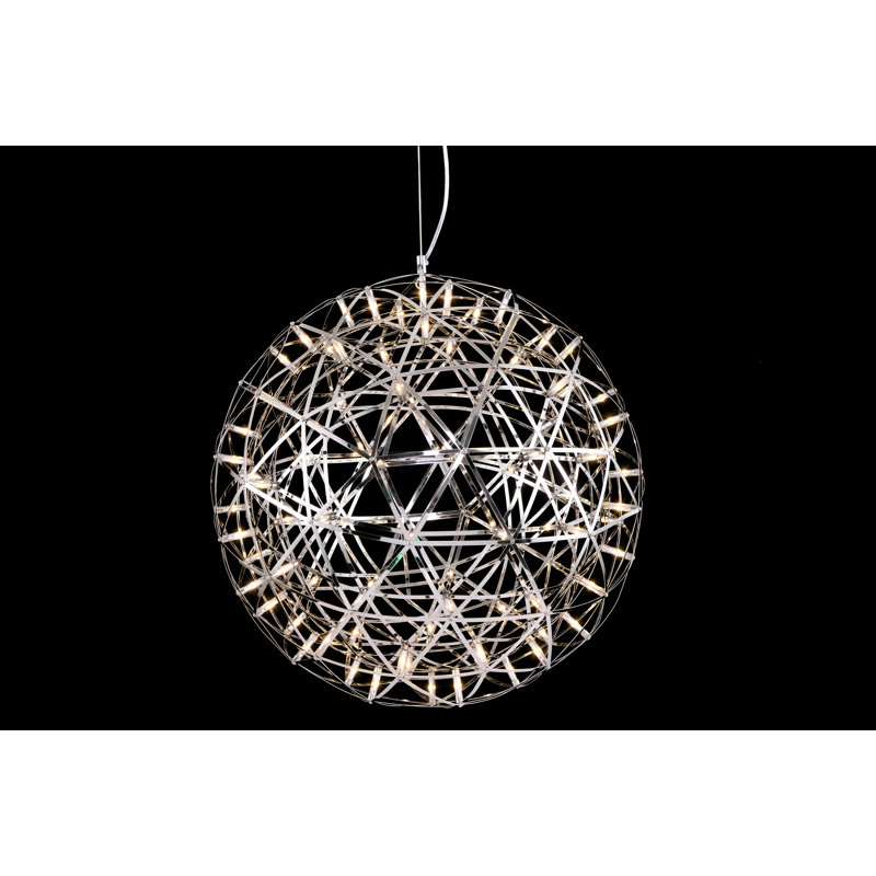 Meraz Modern LED Globe Chandelier, Chrome, 25.6" H x 25.6" W x 25.6" D