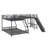 L-Shaped Bunk Bed With Loft Bed,Built-In Desk And Slide