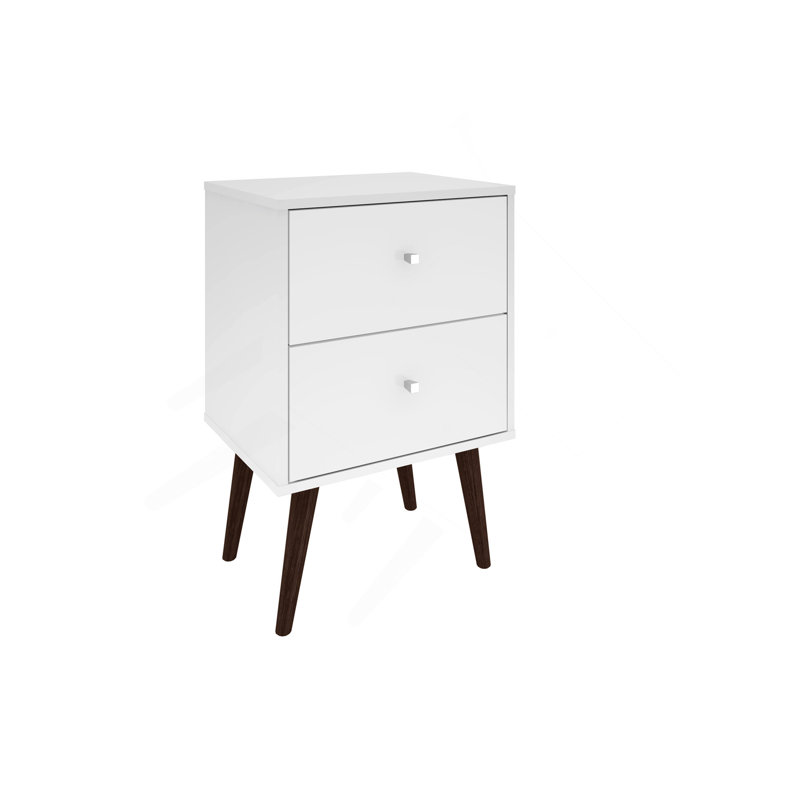 Table de chevet 18 po en blanc (2 tiroirs), Blanc
