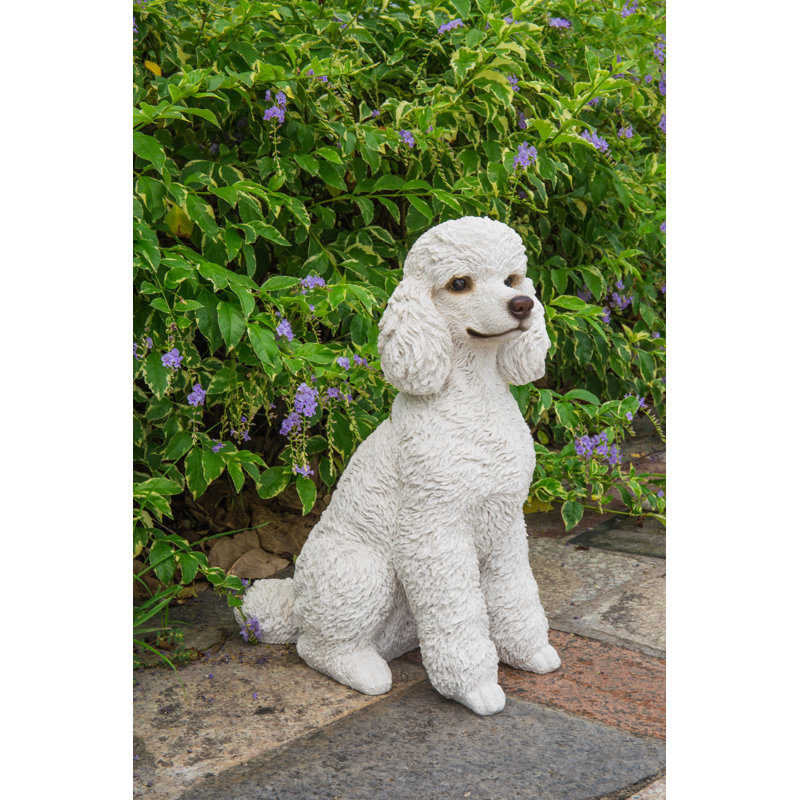 Statue caniche assis, Blanc