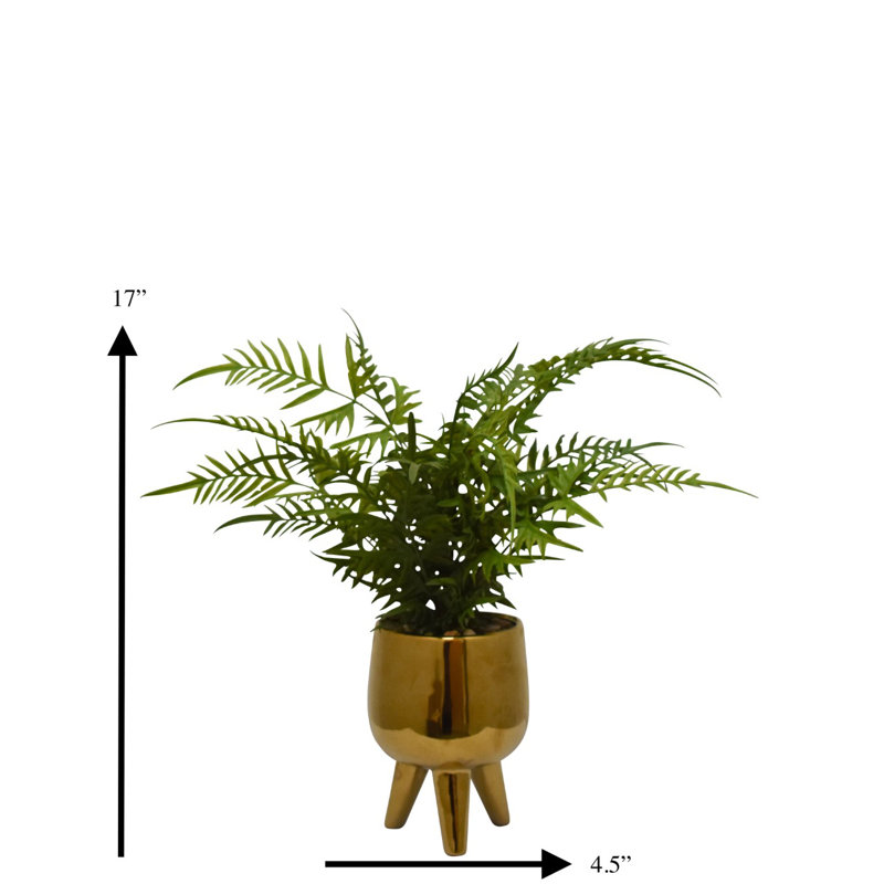 Palmier artificiel 17 po dans un vase décoratif, Or