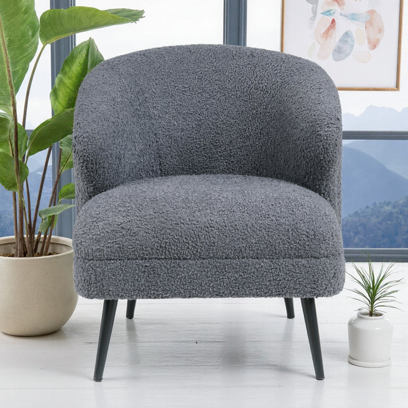 Fauteuil d'appoint Boucle Cloud-Like Comfort - Méridienne moderne et luxueuse, Gris foncé