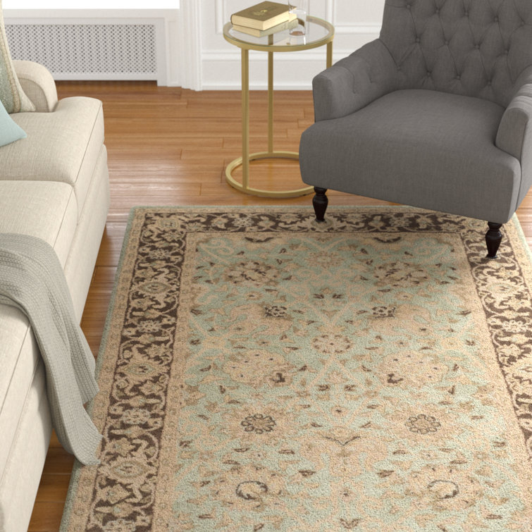 Tapis vert / brun en laine touffeté à la main Dunbar