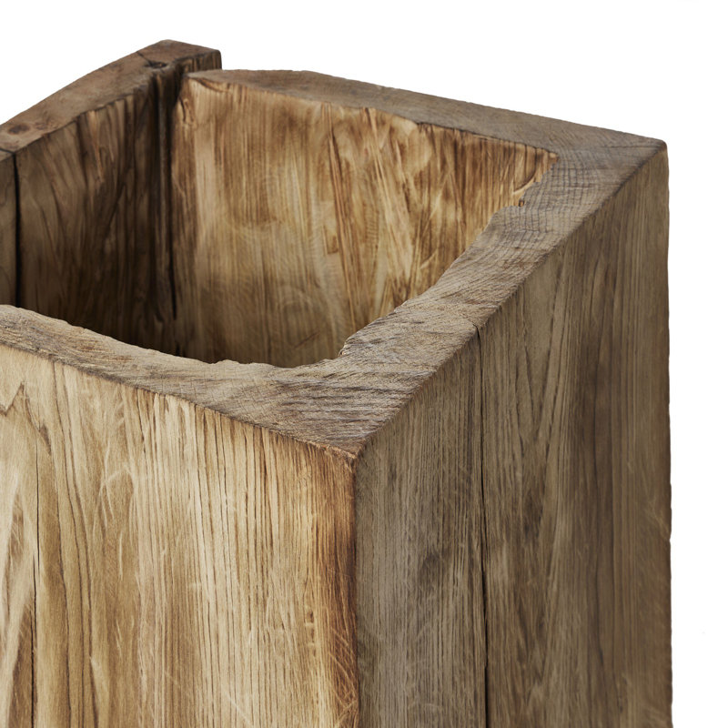 TORA Wood Planter, 33" H x 18.75" W x 19.25" D, Burnt Reclaimed