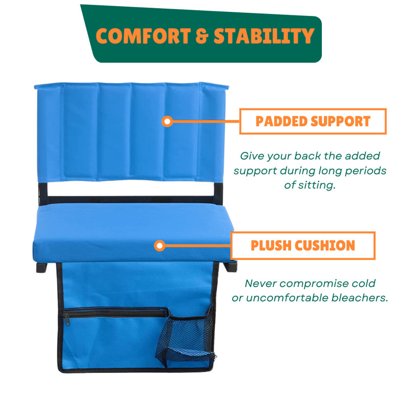 Siège de stade pliable avec coussins Bridgetta, Bleu