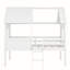 Lit mezzanine simple bas - Finition blanche avec deux fenêtres latérales pour une chambre en bois ludique et confortable