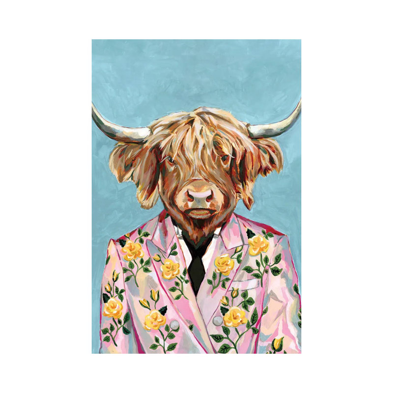 « Vache » par Heather Perry-impression, Pas de tapis, H 26 po x l 18 po x 1,5 po, Toile tendue