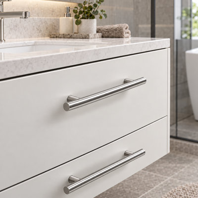 Poignées de tiroir modernes en acier inoxydable, quincaillerie d'armoire pour meuble-lavabo de cuisine, commode et salle de bain (paquet de 25)